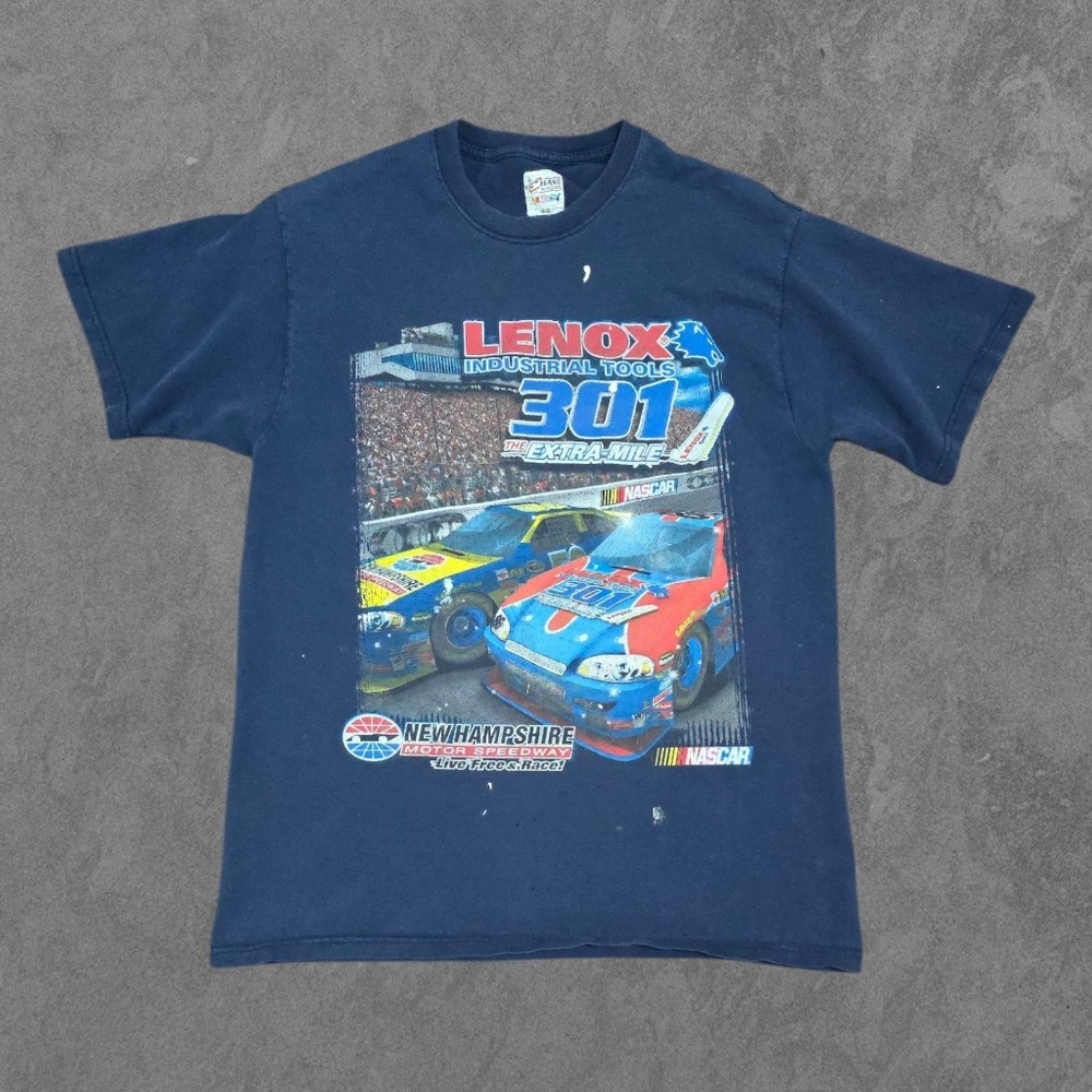 Vintage Nascar Shirt Y2k 2008 Lenox 301 Med Grunge Distressed